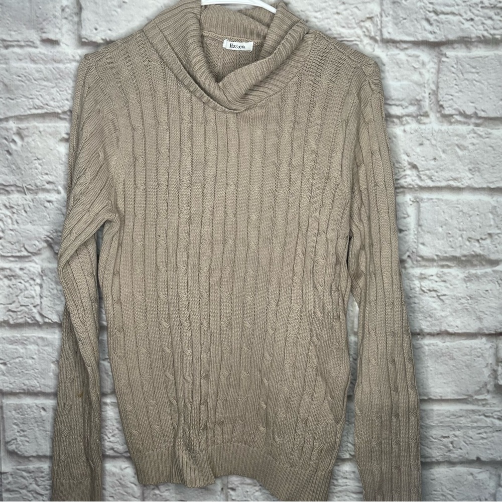 Liz & Co Beige Tan Sweater Womens Size Large